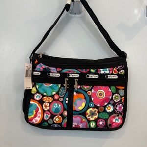 LeSportsac Retro Pattern Black Crossbody Bag